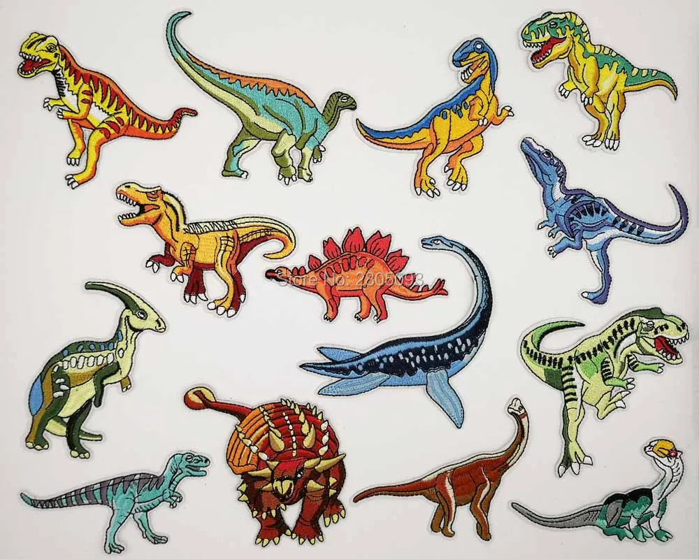 

12pcs Jurassic Dinosaurs Embroidered Iron On Patch, Jurassic World Movie Animal T Rex Jacket Clothing Fabric Accessories DIY