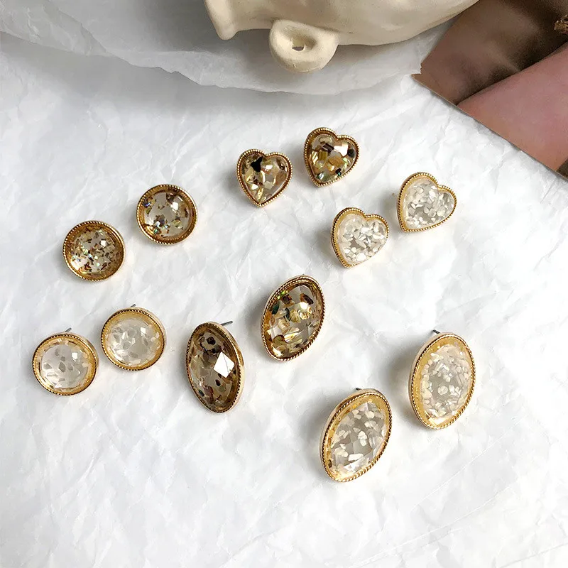 

UJBOX Japan Korean fashion Simple earrings personality Round resin shell acrylic alloy Earrings female
