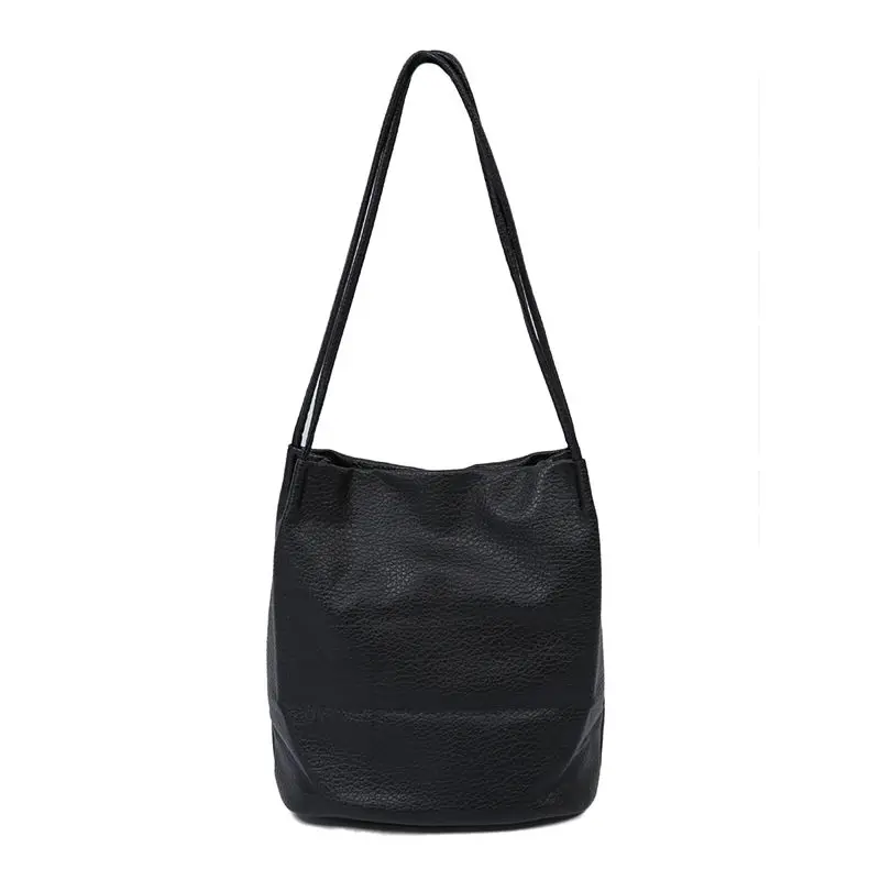 

Women Leather Handbags Bucket Shoulder Bags Ladies Cross Body Bags Large Capacity Ladies Shopping Bag Silver