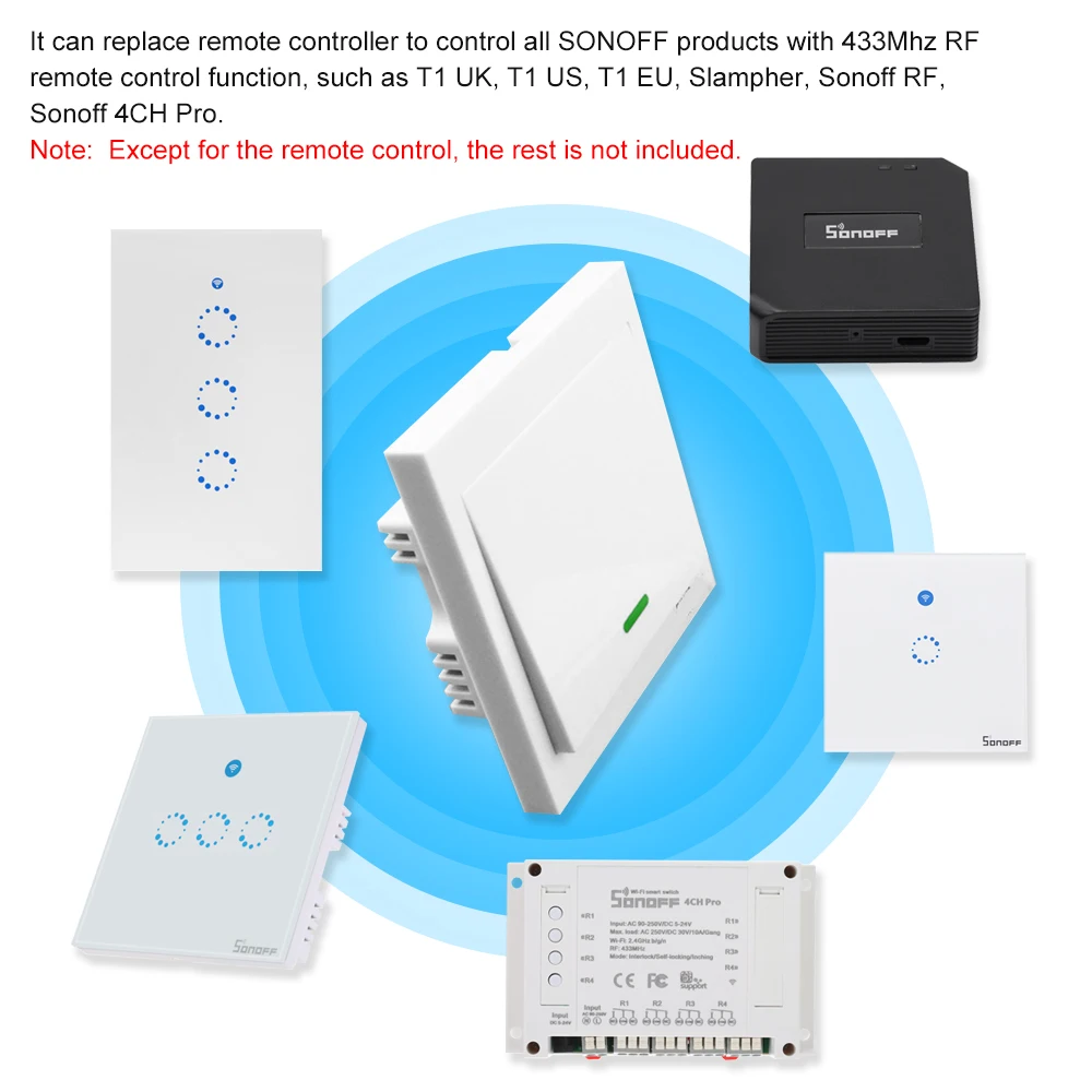 Умный Wifi переключатель беспроводной пульт дистанционного управления РЧ 433 МГц передатчик 86 настенная панель с липким умный дом работа с РЧ серией продукт