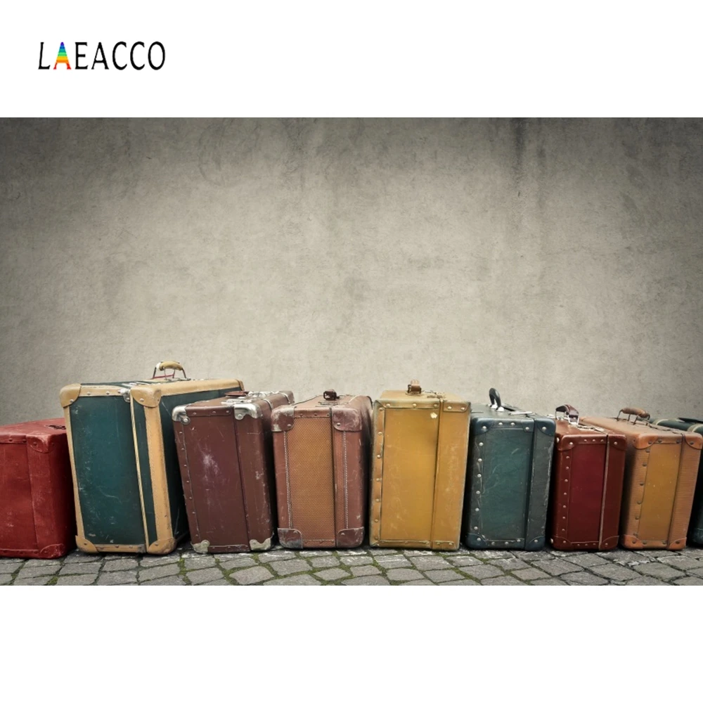 

Laeacco Wooden Board Ball Baby Colorful Suitcase Portrait Photography Background Custom Photographic Backdrops For Photo Studio