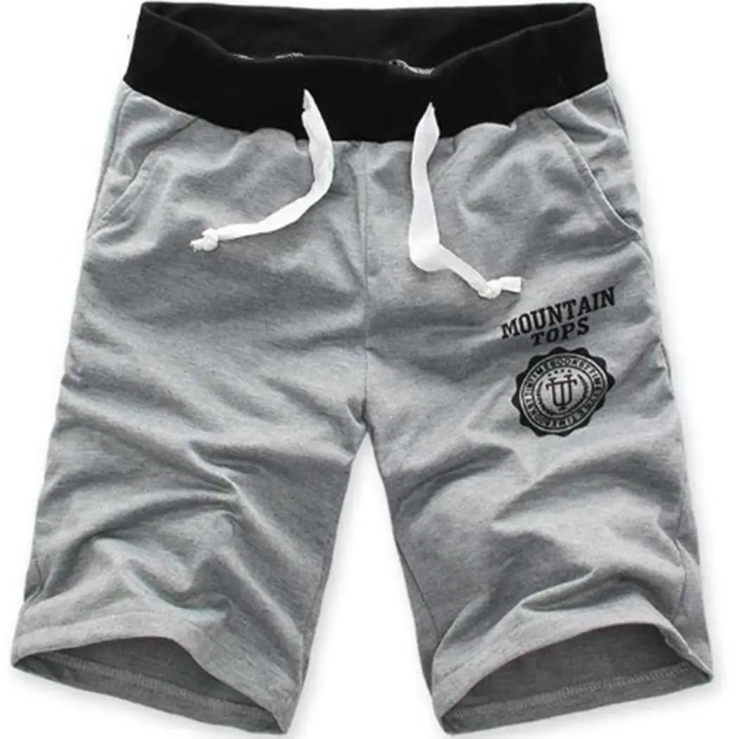 

Men Beach Drawstring Elastic Middle Waist Letter Contrast Color Casual, Shorts Pocket Pathwork Above Knee