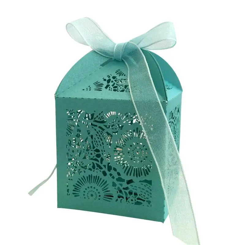 

50PCS/Set Eid Mubarak Gift Box Ramadan Kareem Hollow Candy Box Laser Cut Paper Candy Box With Cardboard Ribbon For Wedding Party