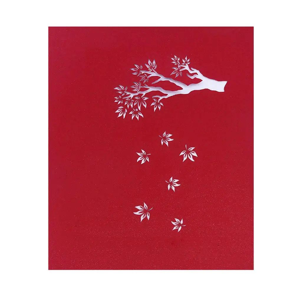  LanLan 3D Maple Greeting Card Paper Silhouette for Birthday Blessing Wedding Invitations - 32999724855
