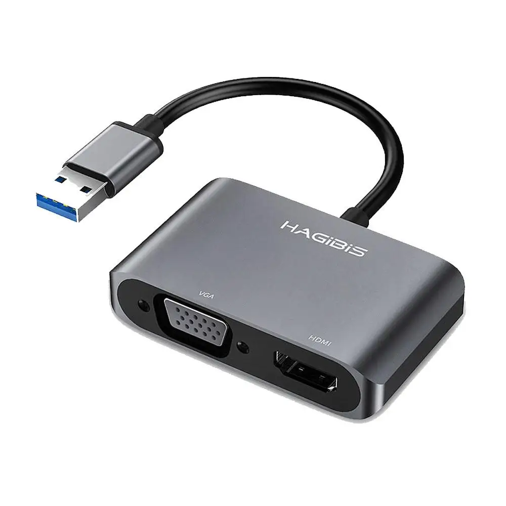 

USB3.0 to HDMI VGA Adapter HD 1080P Multi-Display 2-in-1 USB to HDMI Converter Audio Video Cable For Macbook Computer
