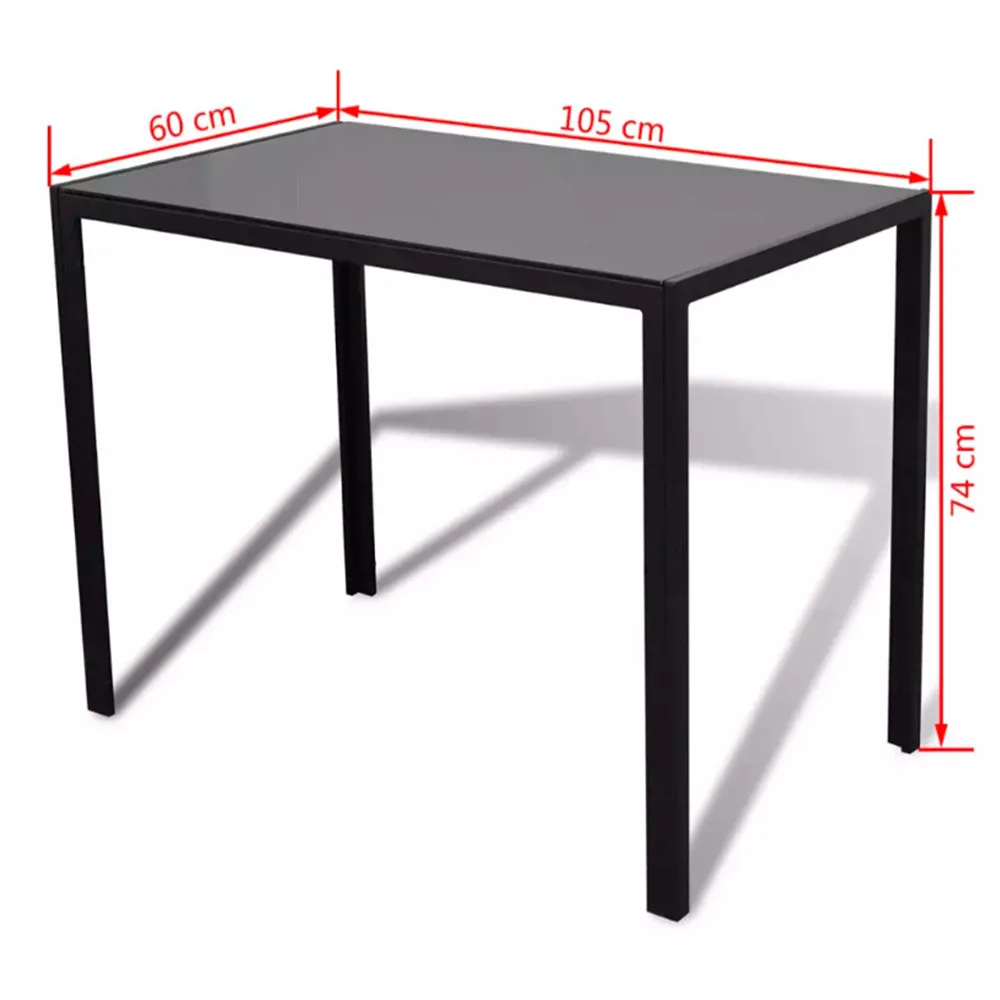 VidaXL 5-Piece Black Dining Table 1 Table 4 Chairs Dining Room Sets Tempered Glass Table Top Dining Room Furniture 242986