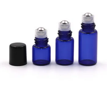 

500pcs Blue 1ml 2ml 3ml empty roll on bottle essential oil bottle mini glass essential oil roller bottle glass bottle