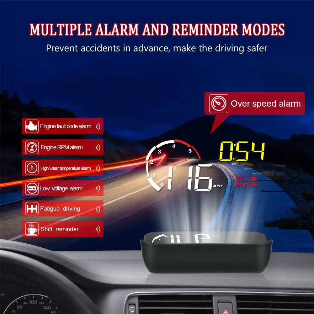 M10 автомобиль OBD2 HUD Дисплей Цифровой спидометр лобовое стекло проектор