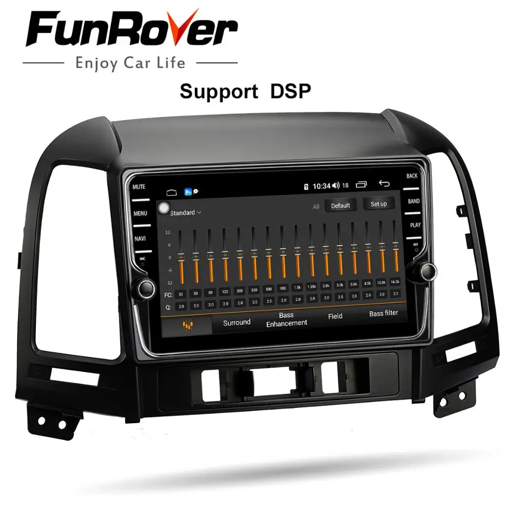  Funrover 4+64G car radio multimedia dvd player 8 core android 9.0 For Hyundai Santa Fe 2005-2012 gp
