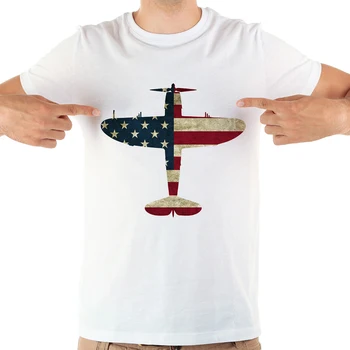 

Retro USA Flag P-47 Thunderbolt Aircraft unisex tshirt homme new white casual short sleeve Warbird p47 T Shirt men