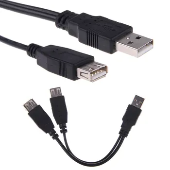 

10pcs/lot USB 2.0 A Male to Dual Data USB 2.0 A Female + Power Cable USB 2.0 A Female Extension Cable 20cm