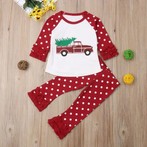 New Fashion Children's Suit Newborn Baby Boys Girls Set Print Pulka Dot Tops Sweatshirt Long Pants Outfits 0-24M | Детская одежда и