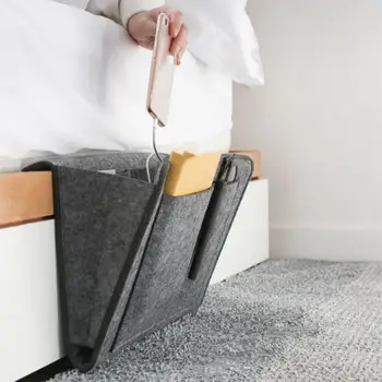 

Foldable Felt Storage Bags Phone Magazine Holder Home Bedside Bedding Sofa Desk Storage Organizer with Pockets Key Holder