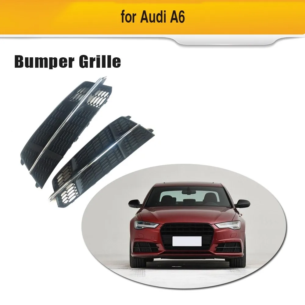 

Front Fog lamp Grill For 2018 Audi A6 S-Line Sedan S6 ABS Chromed Line Fog Light Bumper Grille