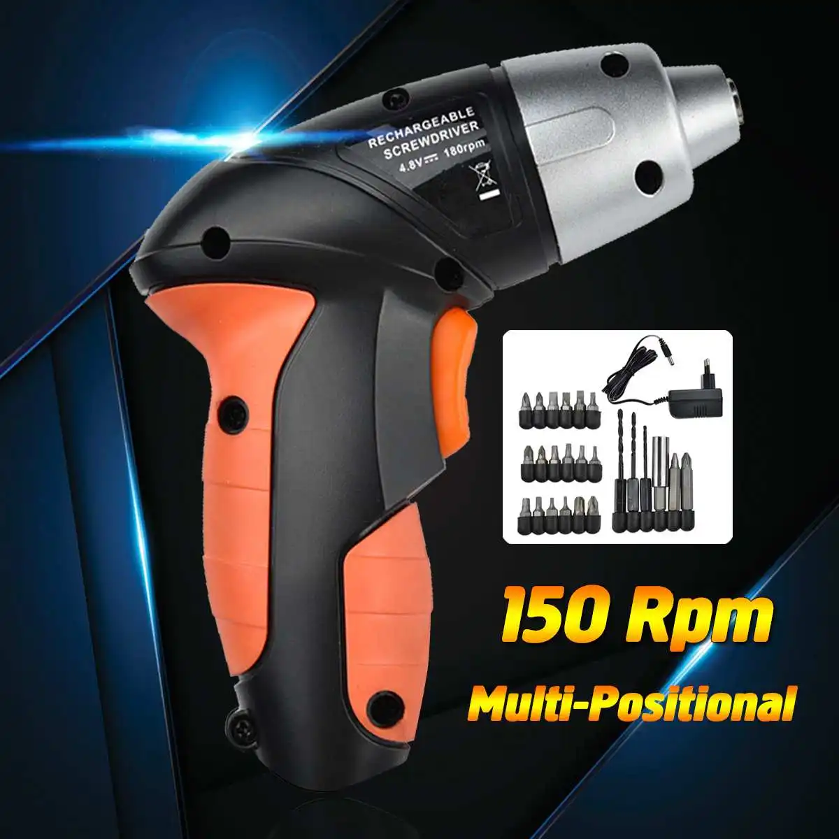 

24Pcs 4.8V Electric Rechargeable Lightweight Cordless Screwdriver Drill Bits Kit Charger EU Diy Electric Screwdrive