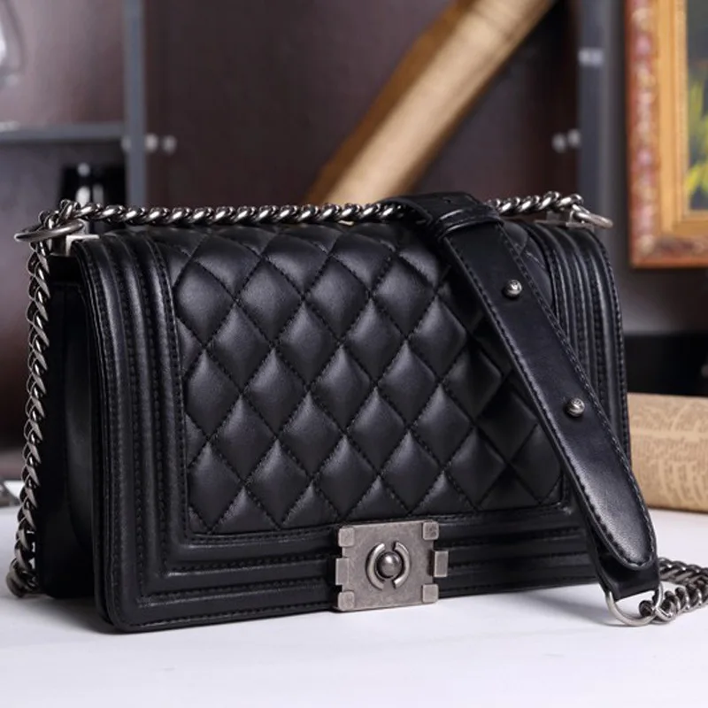 

NEW TRENDY SHEEP PATTERN SOFT LEATHER CLUTCH BAG FASHION SIMPLE RHOMBUS CHAIN SINGLE SHOULDER SLANTING SMALL BAG WALLET PURSE