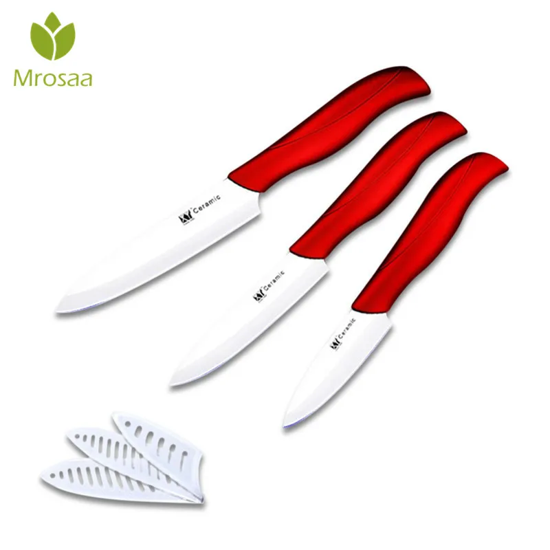 

3Pcs/set Kitchen Cooking Cutter Ceramic Knife 3 4 5 inch White black Blade Multi-color Handle Slicing Paring kitchen tools