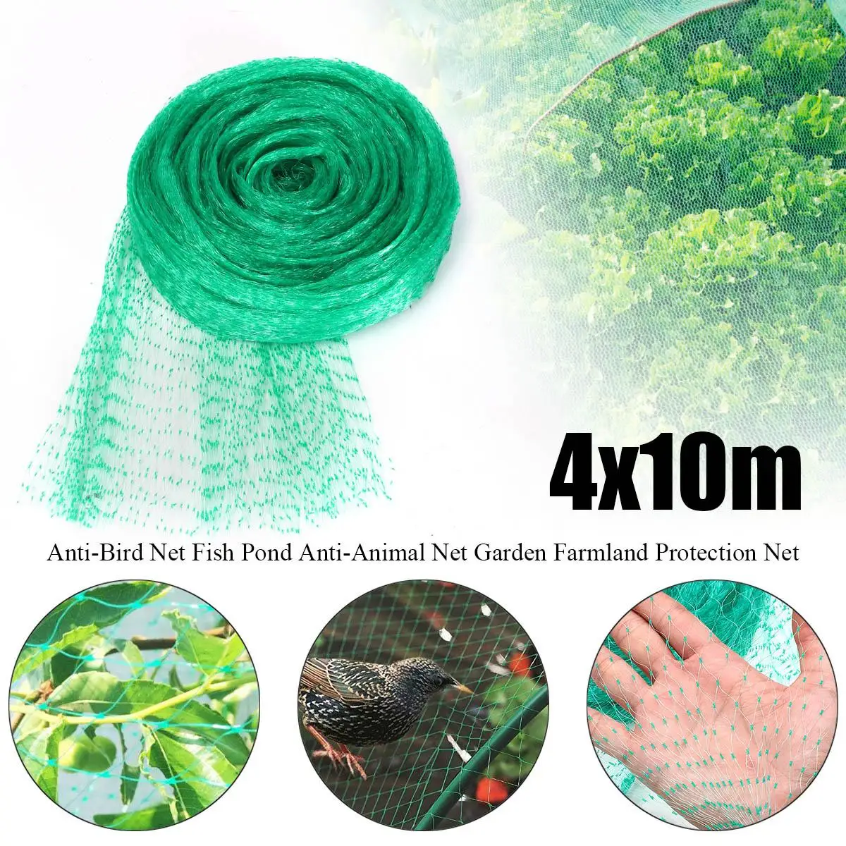 

Green 4x10m Nylon Anti Bird Mesh Garden Bird Net Netting Vegetables Pest Plant Crops Protect Mesh Anti Bird Cat Dog Chicken Net