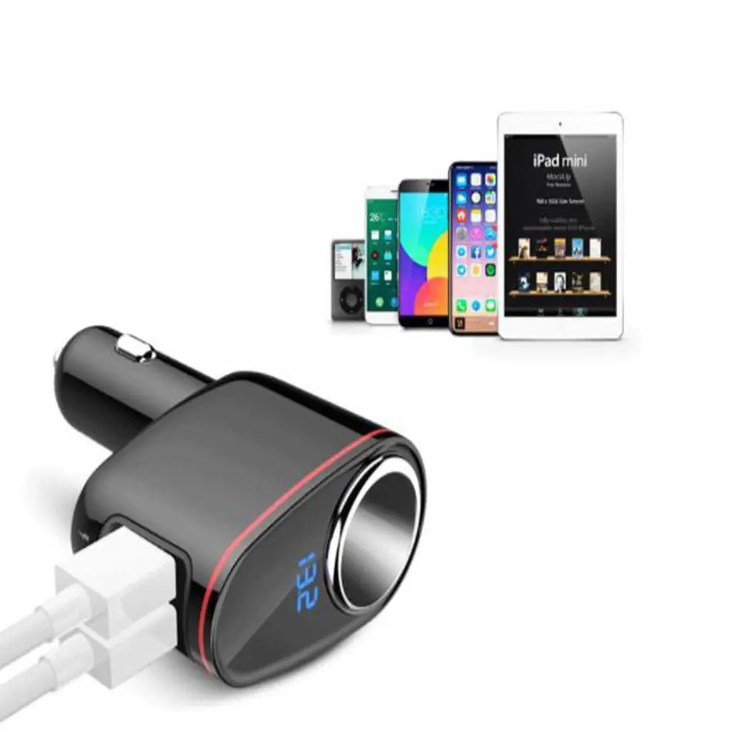 Цифровой дисплей Автомобильный адаптер многофункциональный двойной USB 3 6 5 V/3A V 9