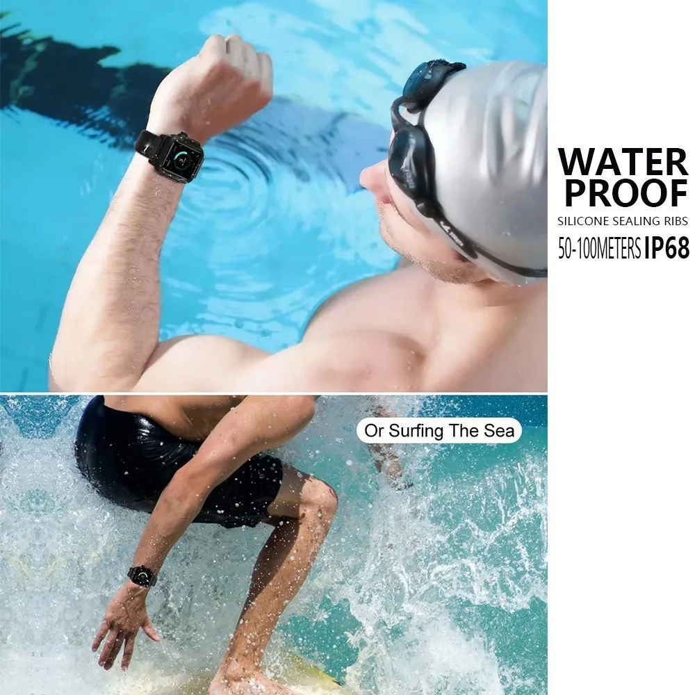 Waterproof case For Apple Watch band 4 iwatch bands 42mm Silicone Strap 44mm 40mm pulseira Bracelet smart watch Accessories loop Waterproof case For Apple Watch band 4 iwatch bands 42mm Silicone Strap 44mm 40mm pulseira Bracelet smart watch Accessories loop