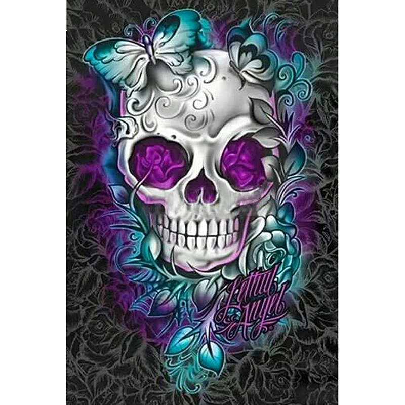 

Photo Custom! Full Square Drill 5D Diy Diamond Painting "Flower Skull" Embroidery Cross Stitch 5D Home Decor