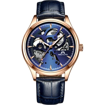 

MEGALITH Automatic Mechanical Watch For Mens Waterproof Black Genuine Leather Sport Business Watch Male Clock Relojes Hombre