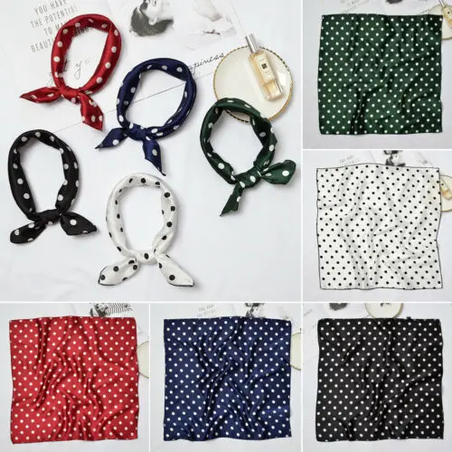 

2019 Women Silk Square Scarf Small Plain Neckerchief Head Neck Warp Scarves Headband