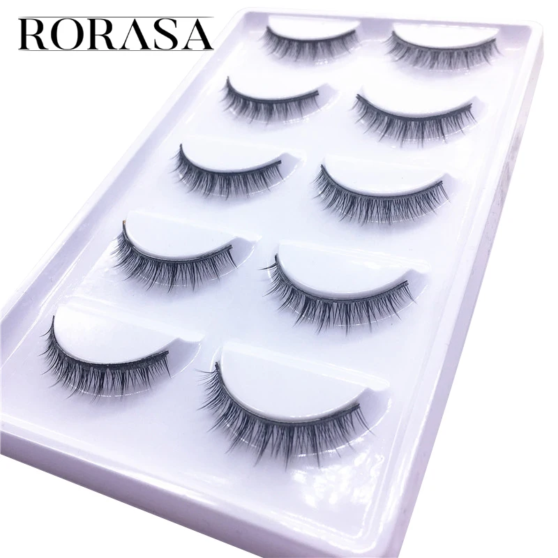 

Pro Cosmetic Accessories 5 Pairs Fake Eye Lashes Popular Handmade Natural Short Cross False Eyelashes Makeup Tool Beauty Make Up