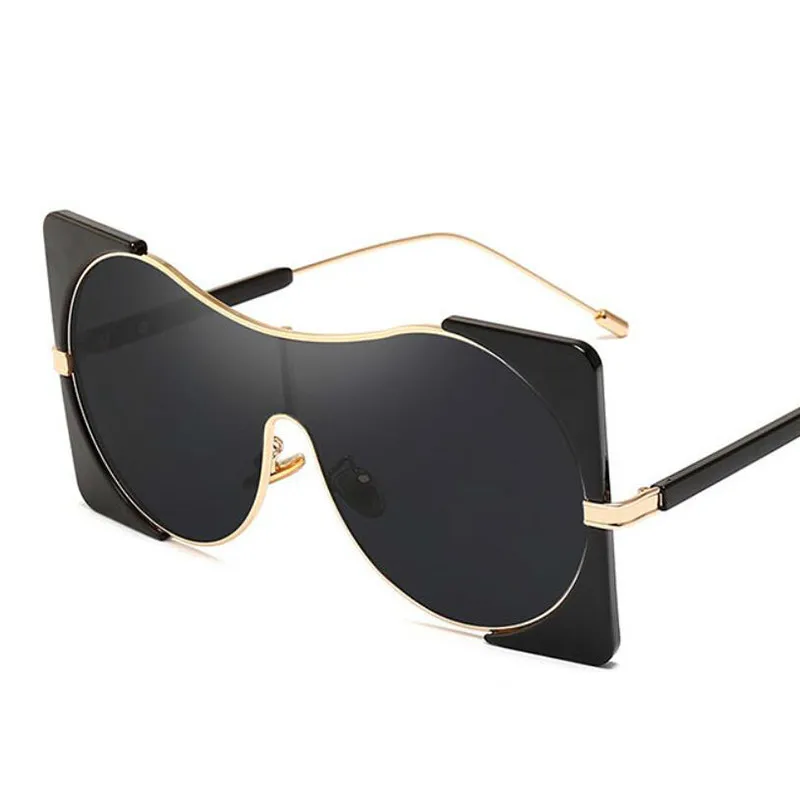 

Fashion 2019 Gothic Sunglasses Women Famous Brand Luxury Hippie Glasses Large Frame Full Black Unisex Oversized Sunglasses