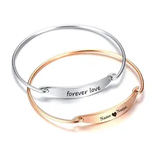Очаровательный Женский Браслет-манжета, браслет на заказ, круг, розовое золото, серебро, цвет, выгравирован, подпись, памятный сувенир, подарок, ювелирные изделия