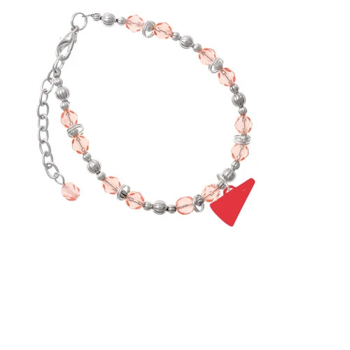 Acrylic 3/4&quot Red Megaphone Pink Beaded Bracelet |