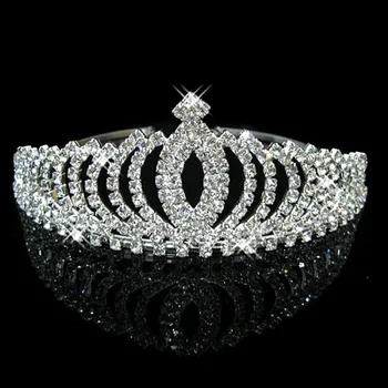 

Beautiful Wedding Party Bridal Bridesmaid Shining Crystal Rhinestones Crown Headband Tiara Hair Band (Silver)