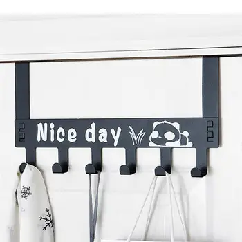 

Over the Door Hook Carbon Steel Detachable 6 Coat Hooks Pegs No Drill Towel Rack for Bathroom Storage Closet (Black)