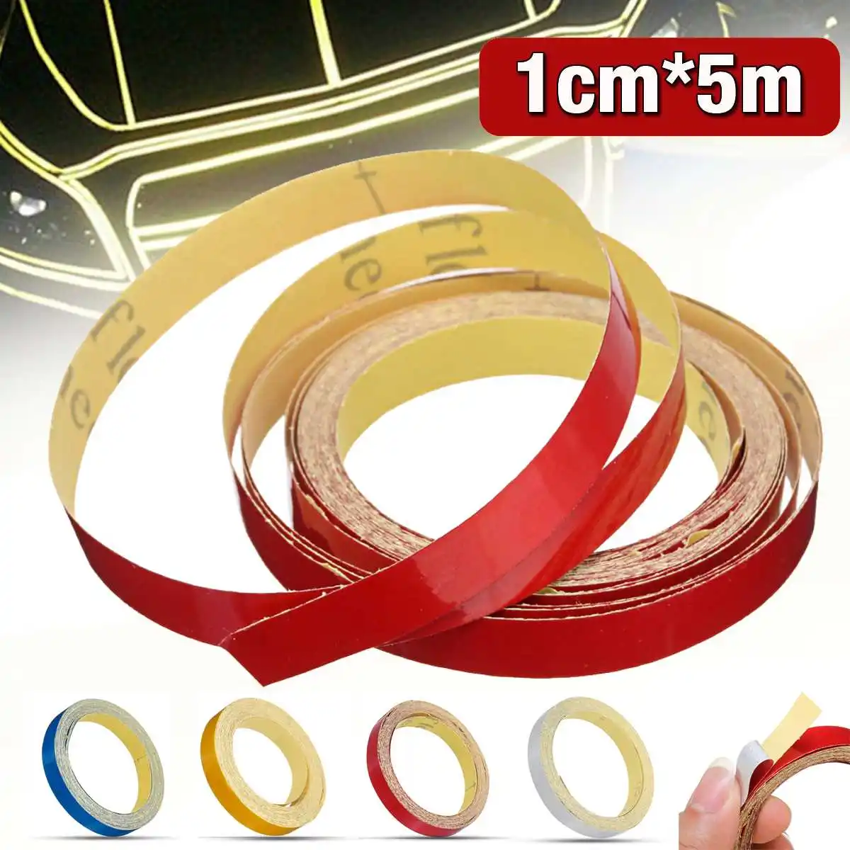 

1cm*5m Glossy Motorcycle Helmet Reflective Decorative Safety Tape DIY Sticker Decal Roll Strip Motorcycle Auto Car Reflector Tap