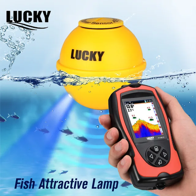 محظوظ المحمولة اللاسلكية الصيد مكتشف السونار صياد السمك LCD شاشة قابلة للشحن عالية الوضوح Fishfinder ل الجليد الصيد