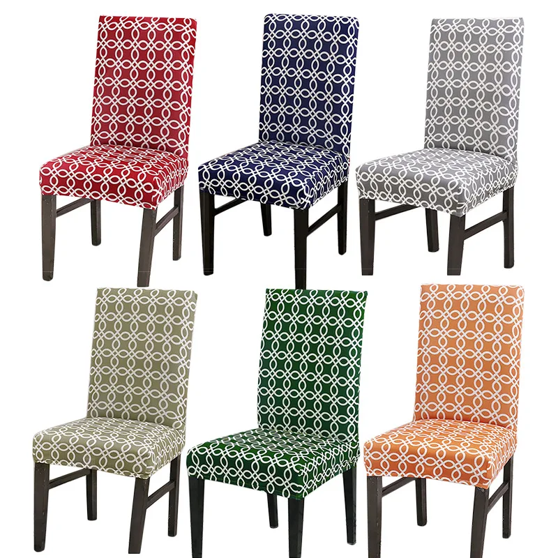 Plaid Removable Gray Chair Cover Spandex Stretch Elastic Dining Seat Cover for Banquet Wedding