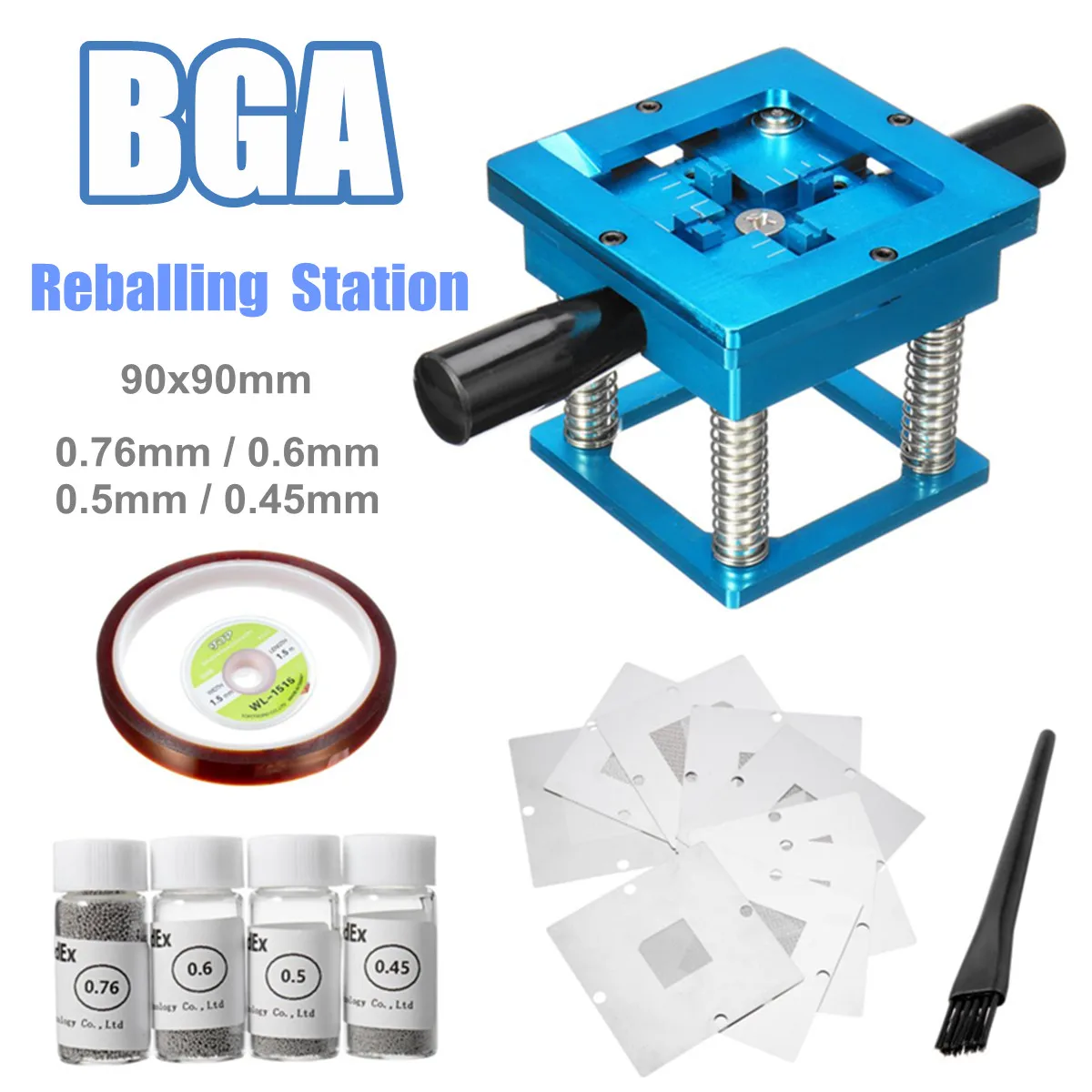 

Universal Reballing Station With Handle For 90mm x 90mm Stencils Holder Template Holder Jig With 4 Leaded Solder Balls