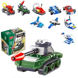 Строительные блоки мини-Транспорт пожарная серия автомобили грузовик пожарный вертолет модель фигурки Инженерная игрушка для детского