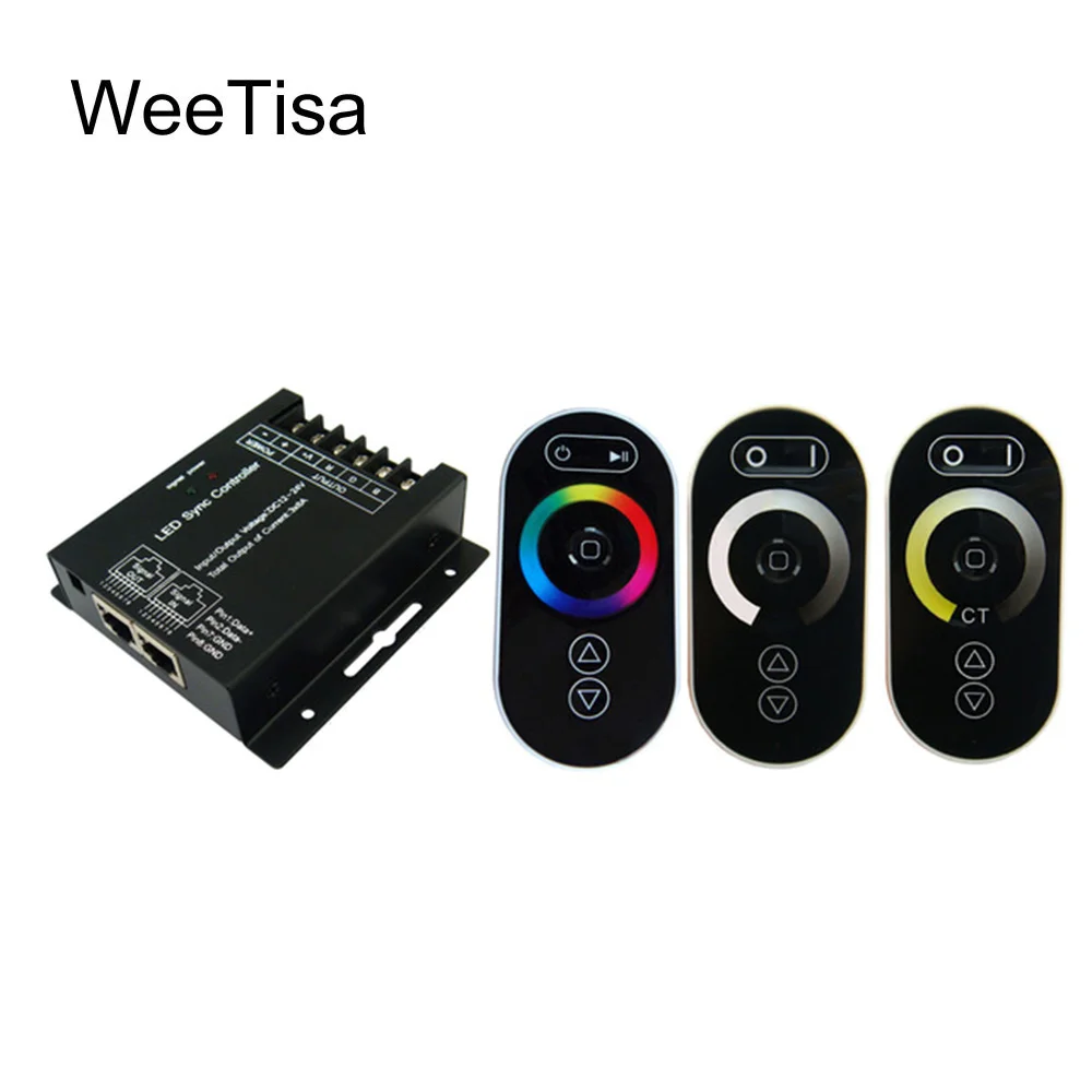 

RGB LED Controller 12V 24V DC 8A 3 Channels LED Dimmer Touch RF Wireless Remote Control for RGB CT Single Color LED Strip Light