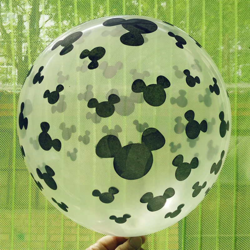 

100pcs/lot Children's birthday parties all decorated cartoon Mickey head printing round transparent latex balloons free shipping
