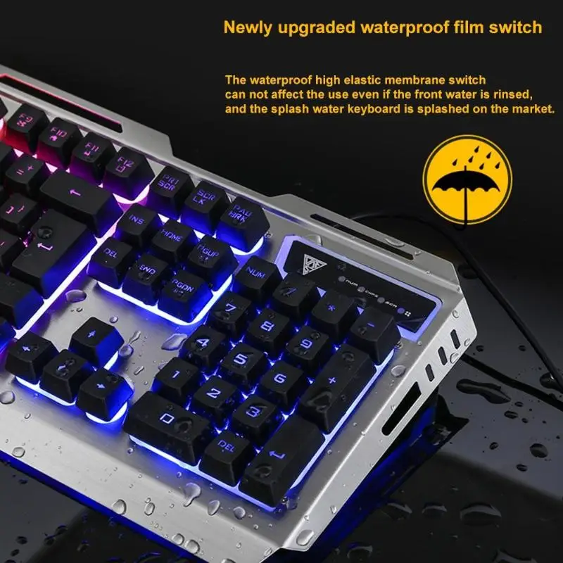 V1 USB Проводная игровая клавиатура и мышь светодиодная подсветка Klavye мыши для