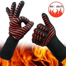 500 degree high temperature silicone protective gloves microwave oven BBQ aramid cut-proof waterproof industrial gloves