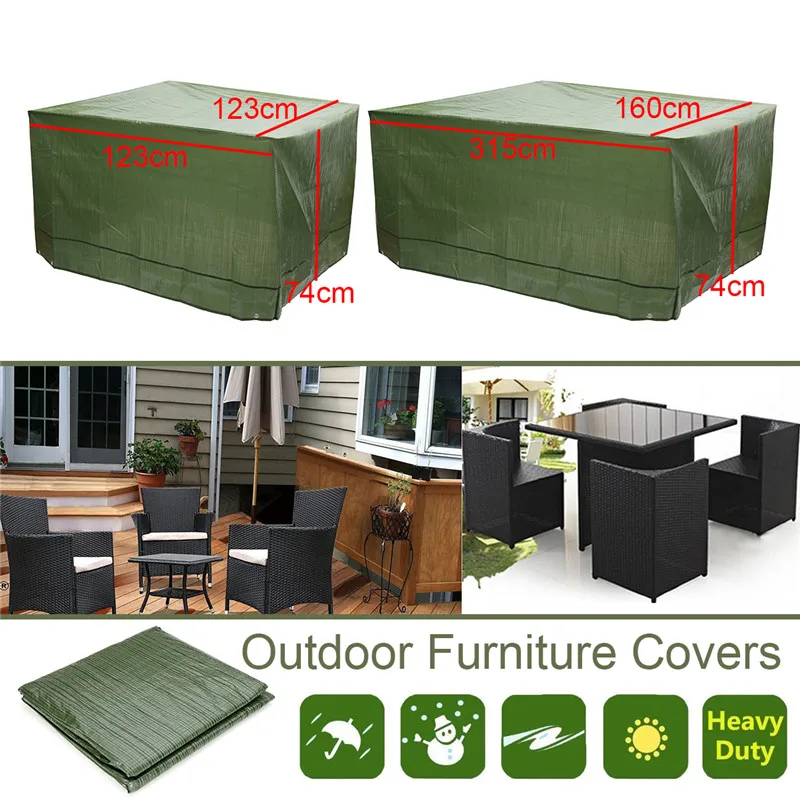 

Outdoor Garden Furniture Rain Cover Waterproof Furniture Protection Set Garden Patio Rain Snow Dustproof ArmyGreen Covers