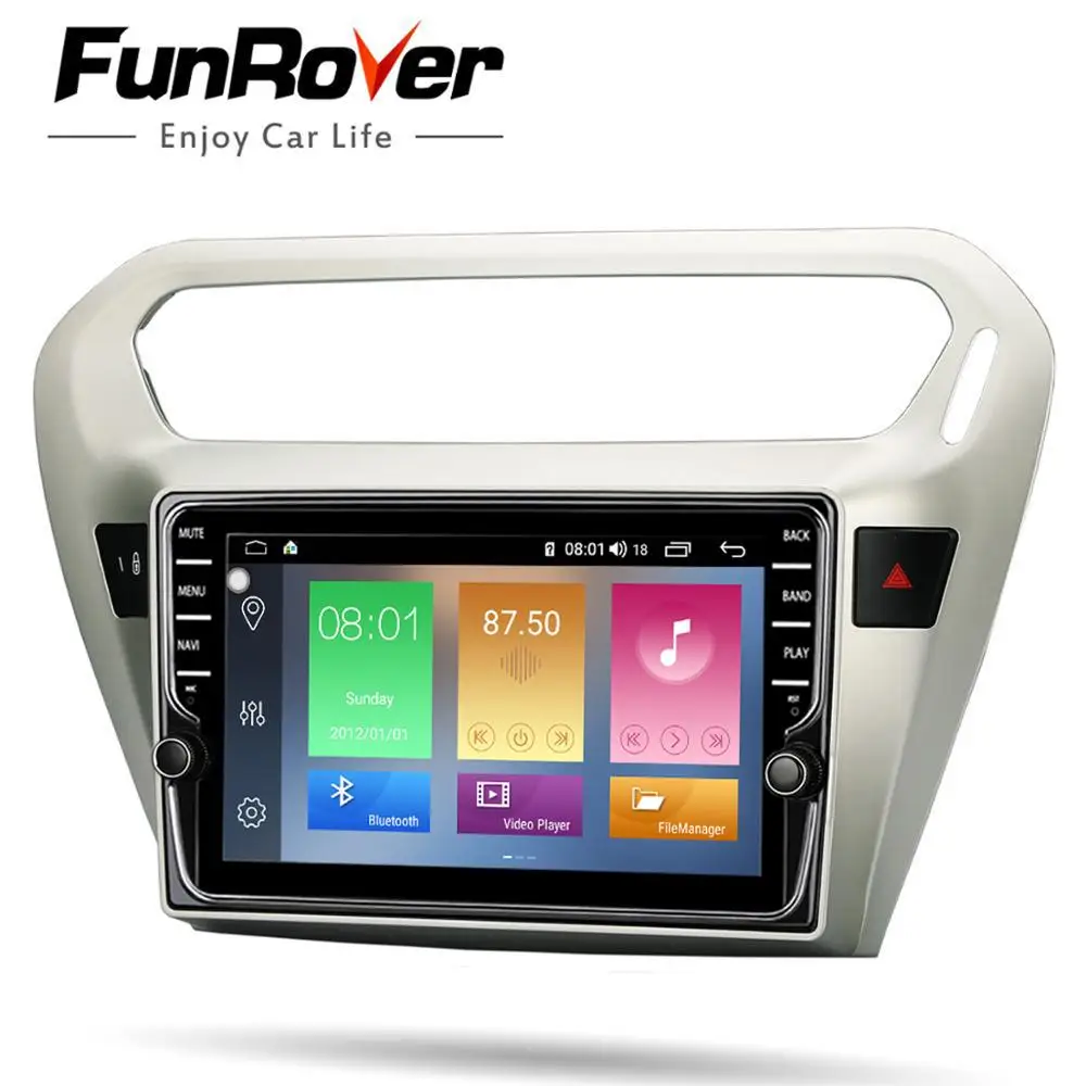 Funrover ips Android 9,0 автомобильный dvd-плеер gps навигация Мультимедиа Радио для peugeot 301 Citroen Elysee радио 2013- 2 Din Dsp