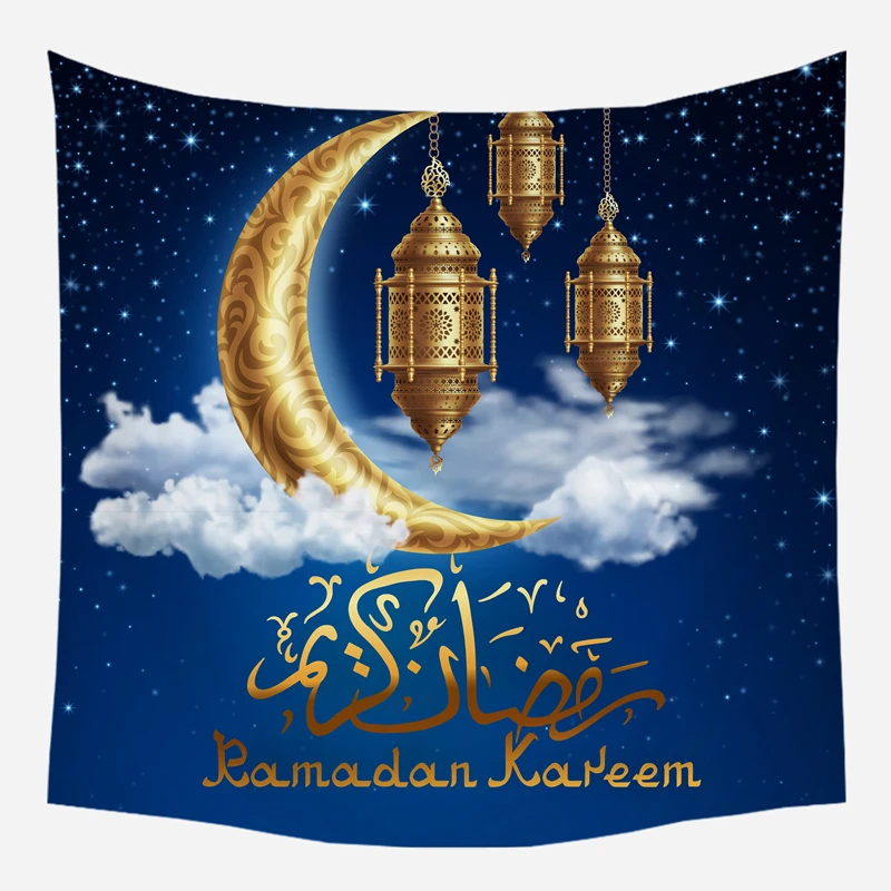 

Loartee Night Sky Moon Lantern Ramadan Kareem Mubarak Tapestry Islam Muslim Prayer Mat Cloth Wall Decoration Blanket