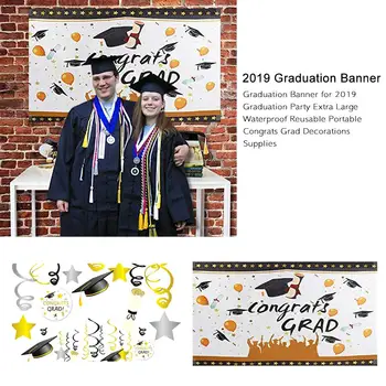 

Graduation Banner for 2019 Graduation Party Extra Large Waterproof Reusable Portable Congrats Grad Decorations Supplies