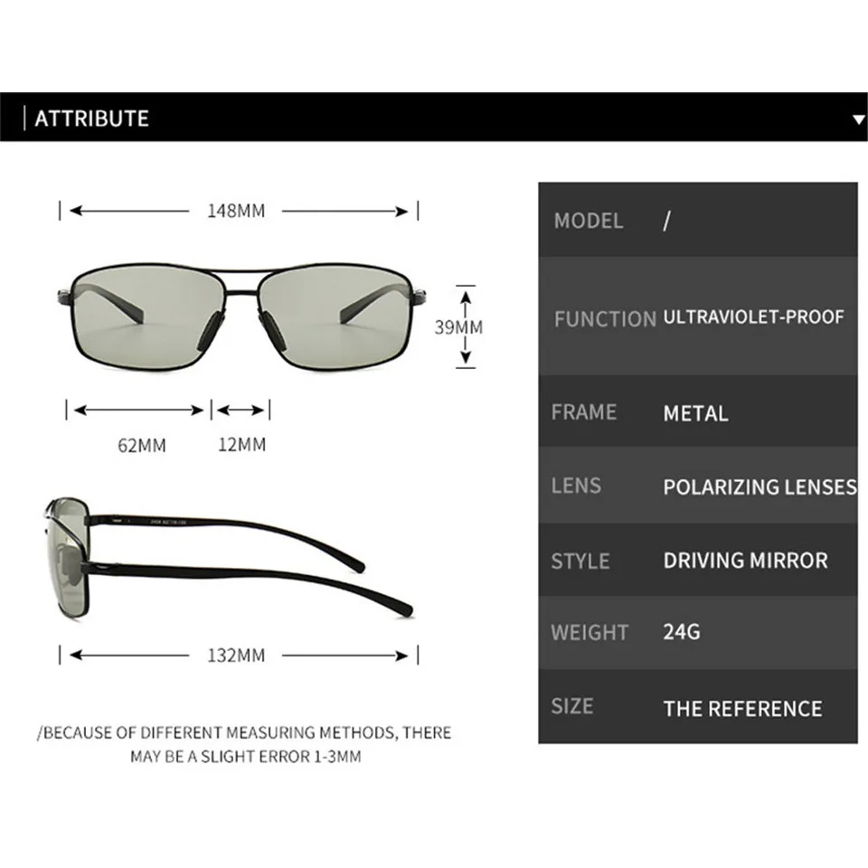 Iboode, солнцезащитные очки для вождения, мужские, поляризационные, UV400, высокое качество, оттенки, фотохромные, солнцезащитные очки, день, ночное видение, очки для вождения
