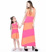 ZOGAA 2019 solid mother daughter dresses patchwork family matching clothes sleeveless moeder dochter kleding