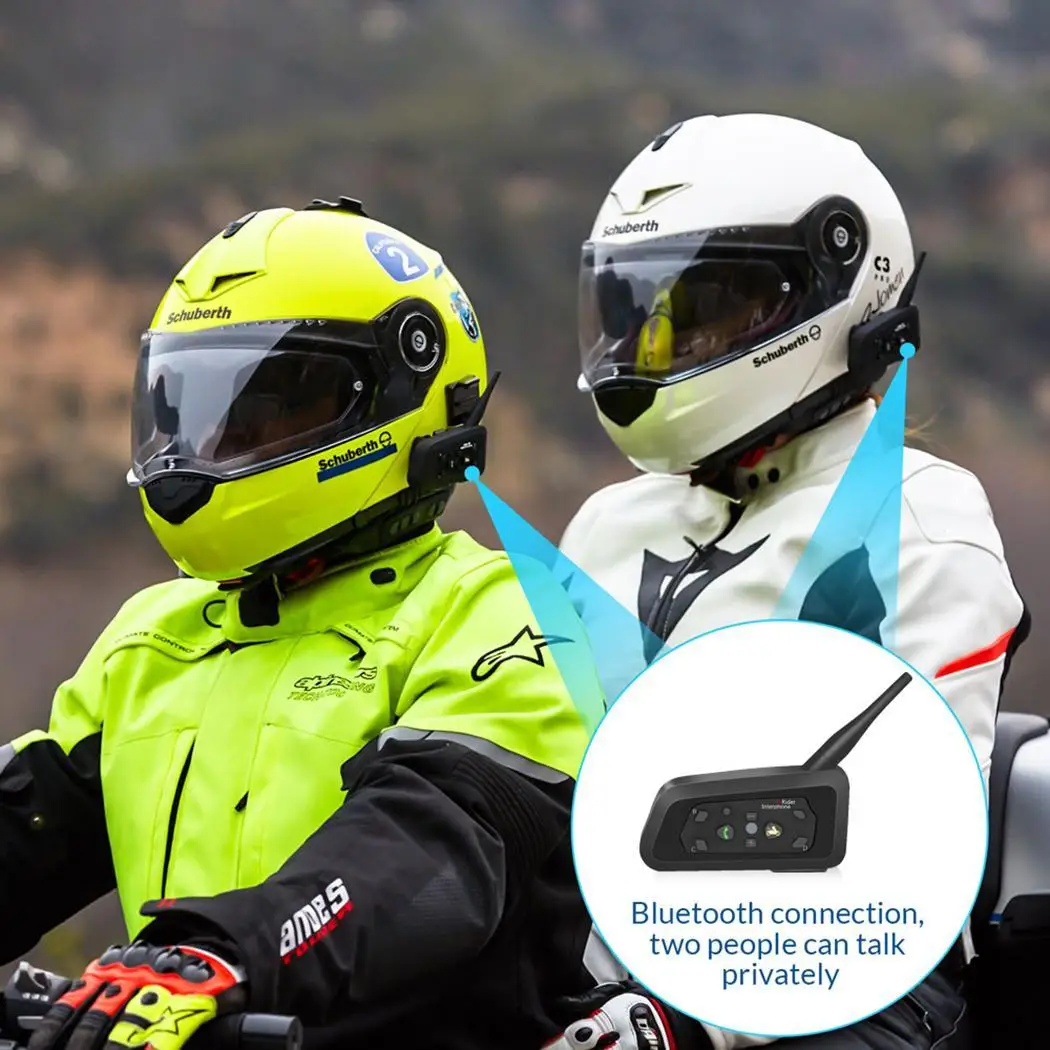 

2PCS Motorcycle Bluetooth Helmet Headsets Intercom for 6 riders BT Wireless inter comunicador Interphone Waterproof