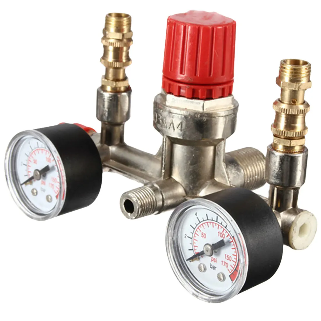 

240V 15A Regulator Heavy Duty Air Compressor Pump Pressure Control Switch 4 Port Air Pump Control Valve 7.25-125 PSI with Gauge